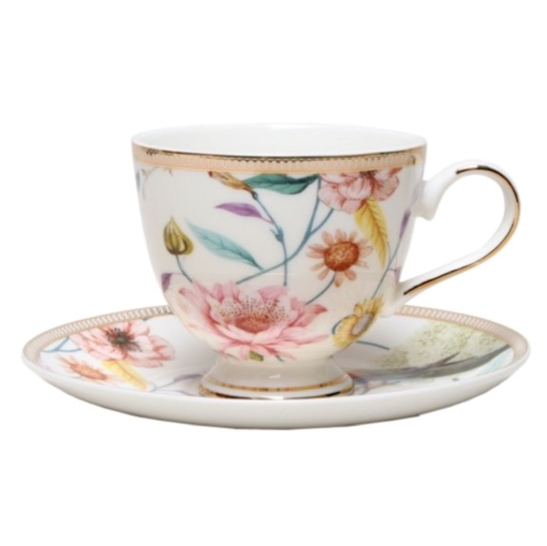 Cup & Saucer - Chintz White