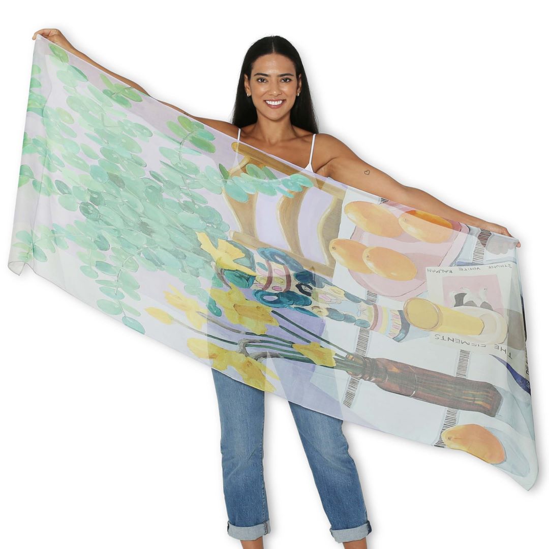 Artists Label Scarf - Daffodils and Oranges