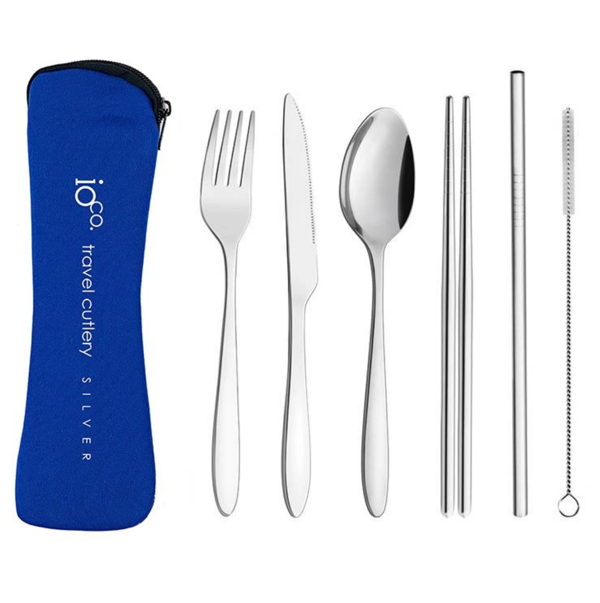 Navy Travel Cutlery - Stainless Steel