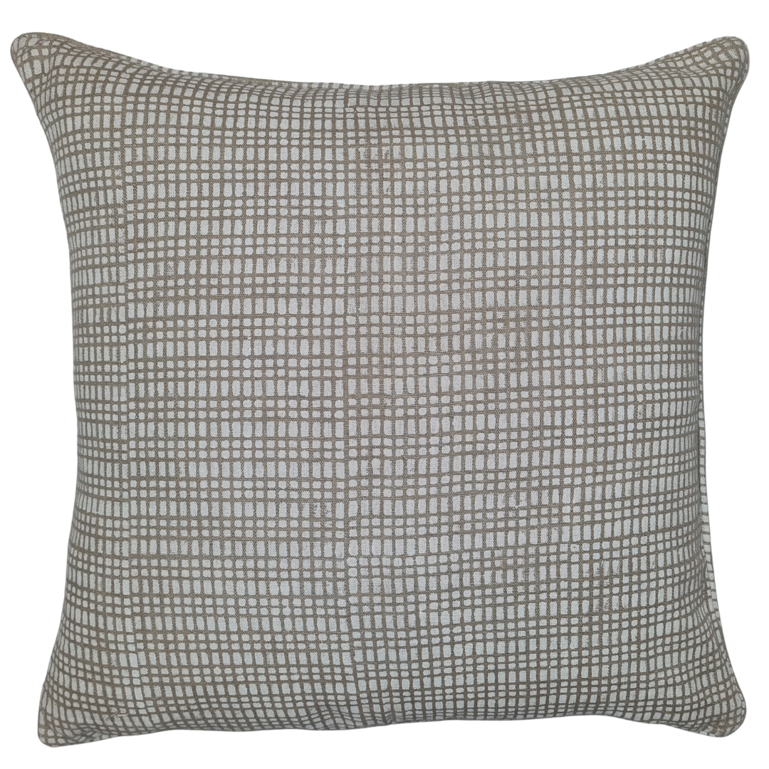 White Dot Dash Organic Linen Cushion 55 x 55