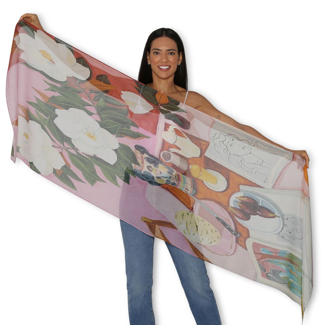 Artists Label Scarf - Southern Magnolias