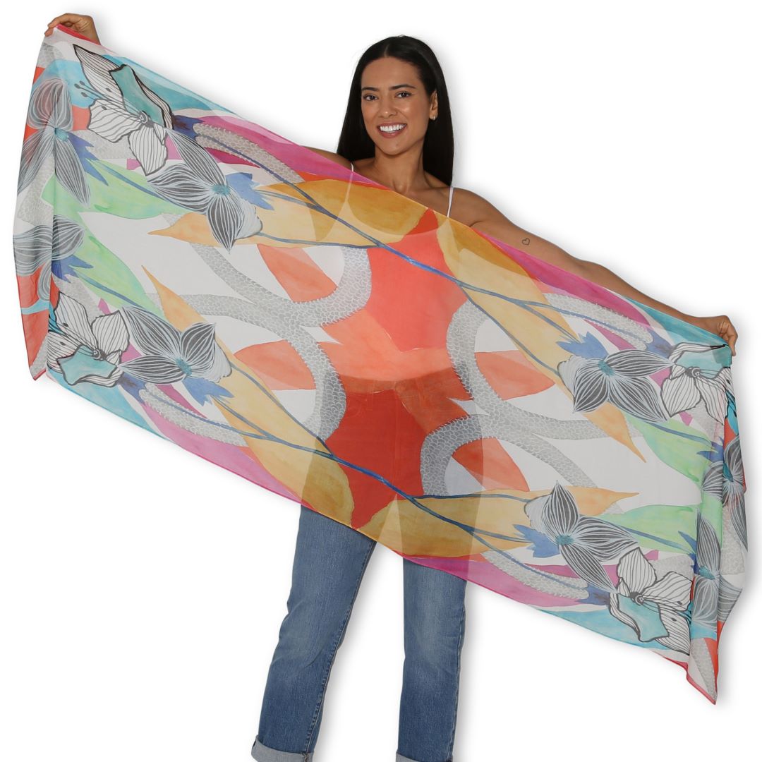 Artists Label Scarf - Flowers and Chains