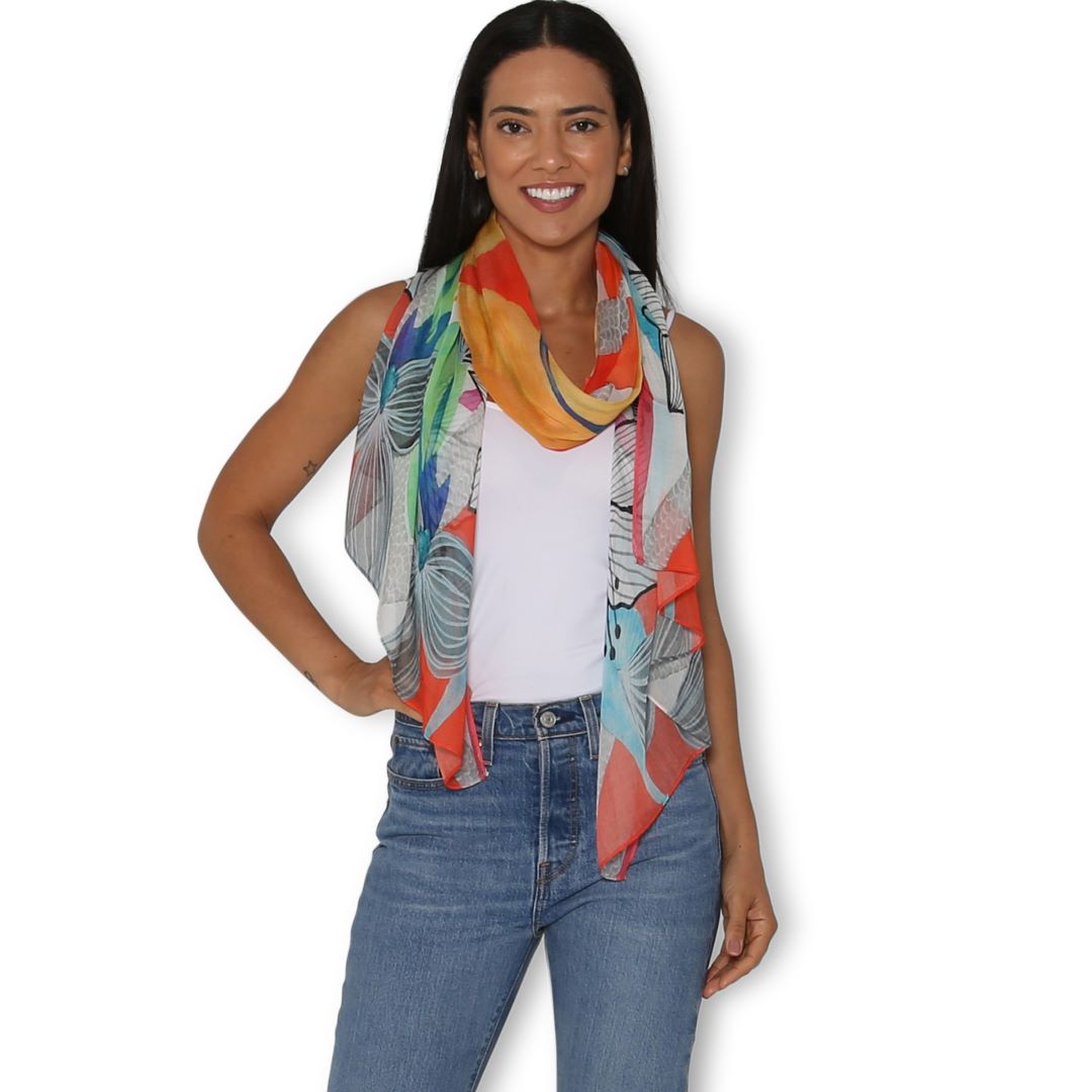 Artists Label Scarf - Flowers and Chains