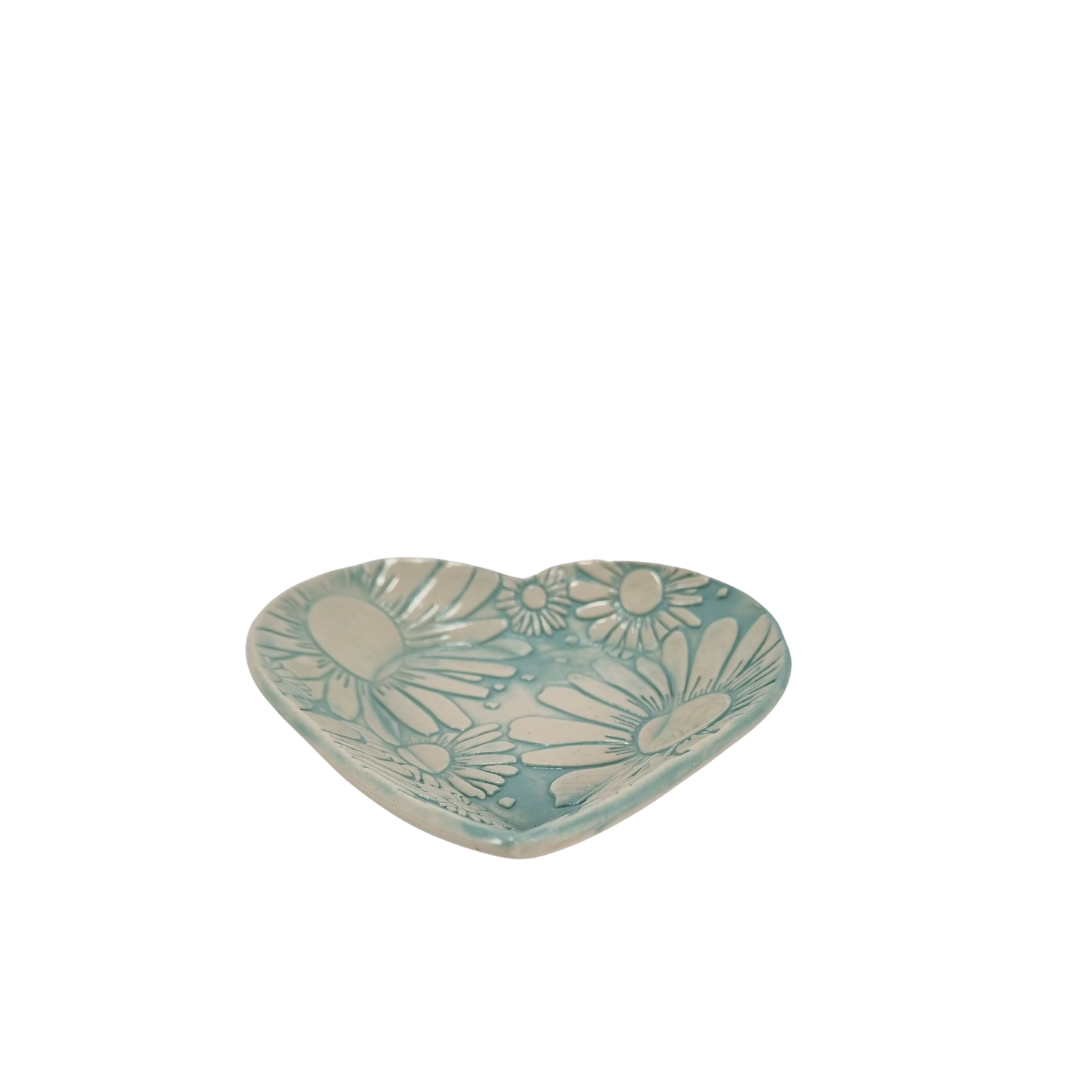 Daisy Ceramic Heart Bowl Mint