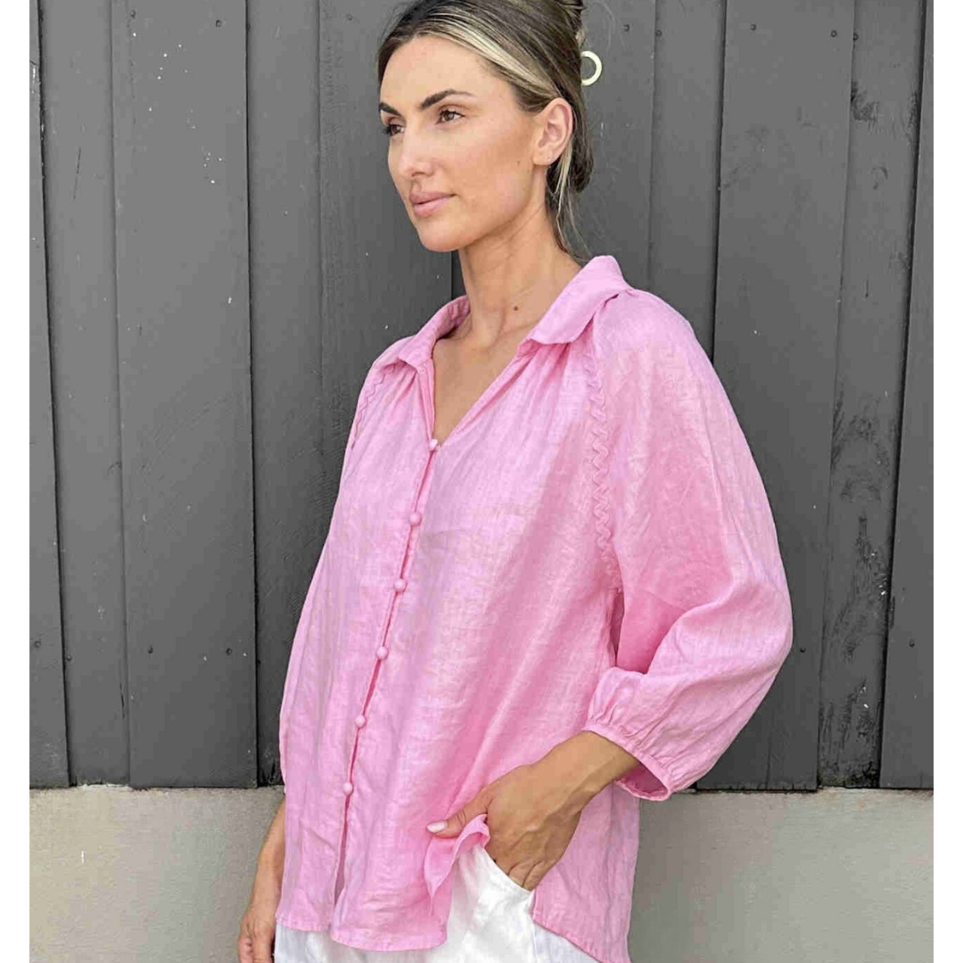Roamer Linen Shirt Flamingo
