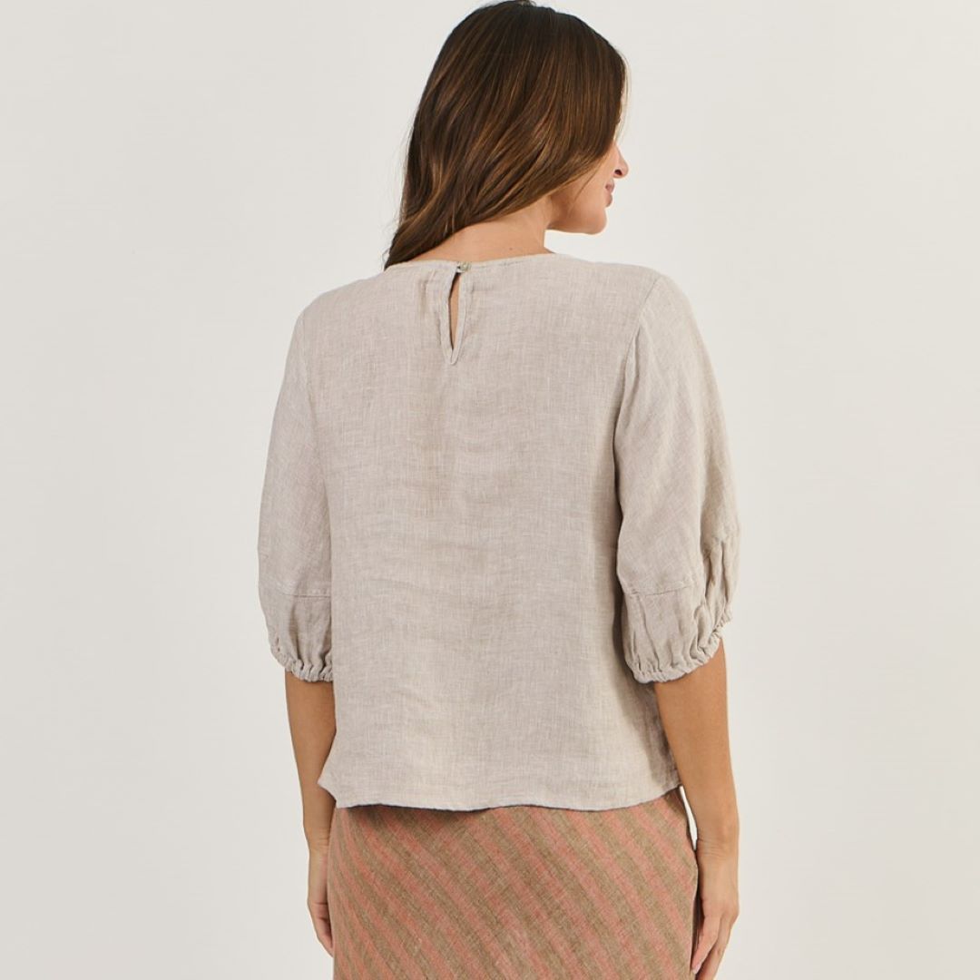 Margot Linen Top - Dune