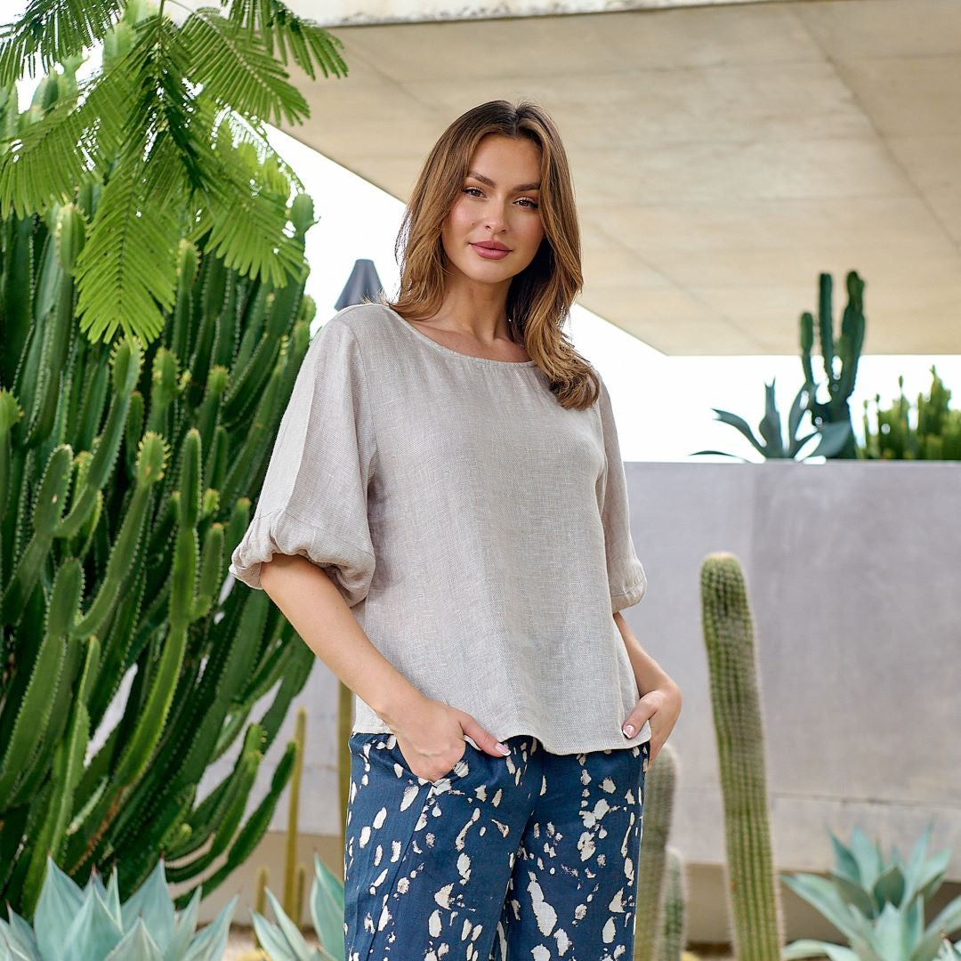 Margot Linen Top - Dune