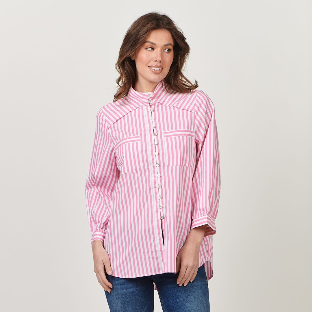 Nicole Shirt - Rhubarb Stripe