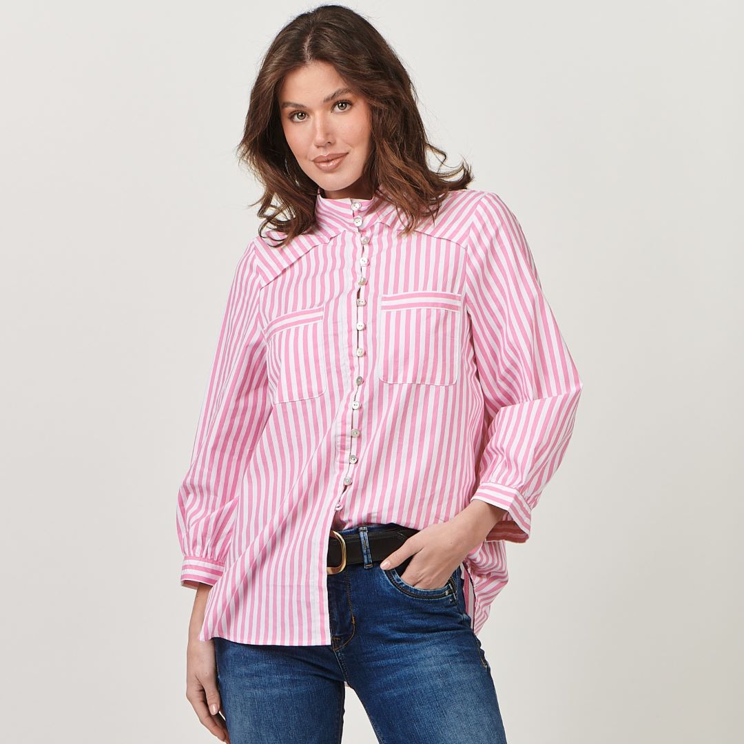 Nicole Shirt - Rhubarb Stripe