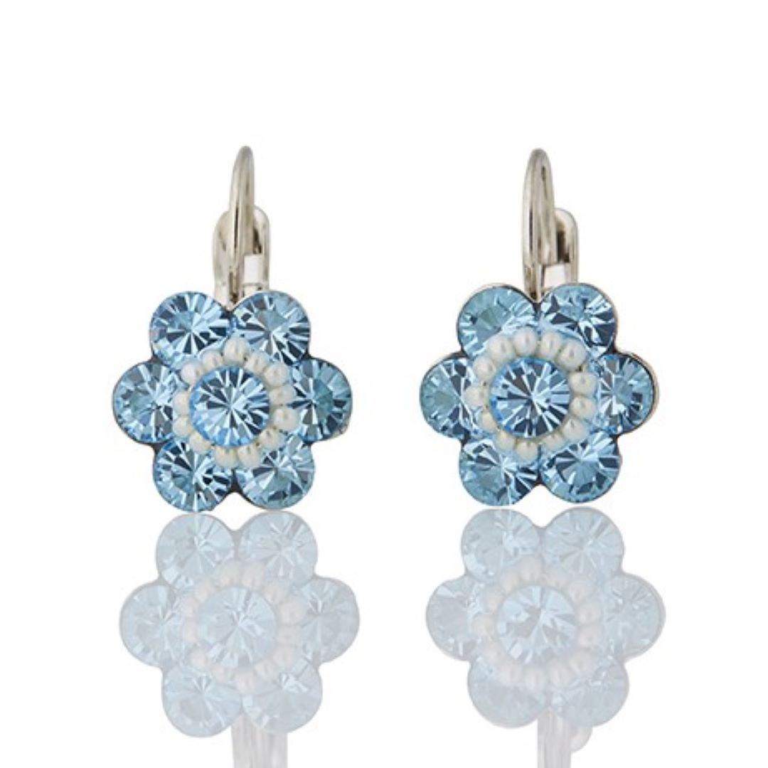 Petite Crystal Flower ER Aqua