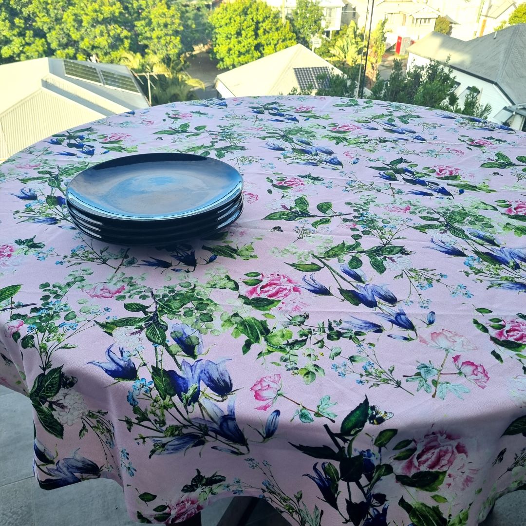Tablecloth - Pink Floral Garden Round