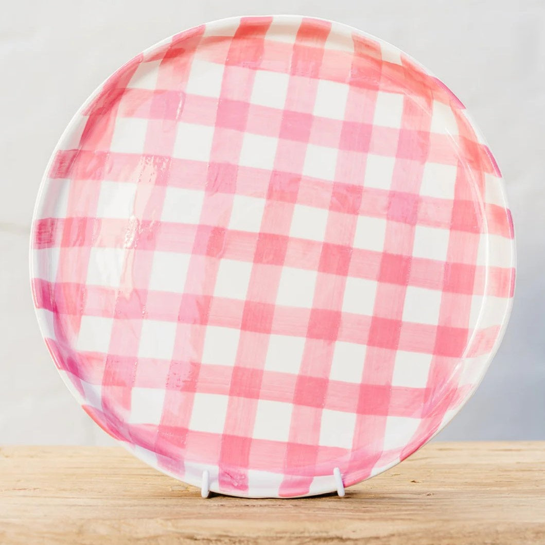 Rose Gingham Platter