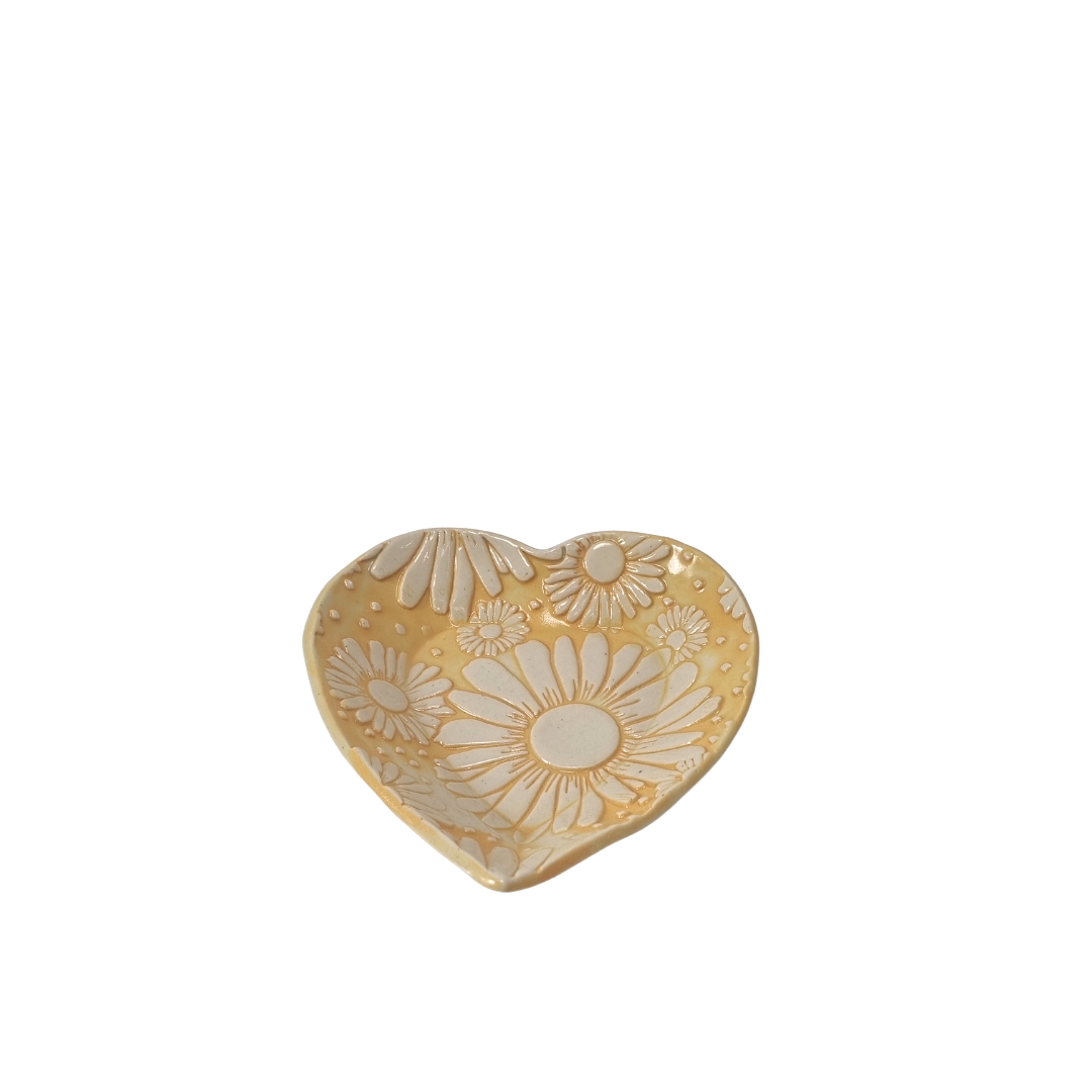 Daisy Ceramic Heart Bowl Yellow