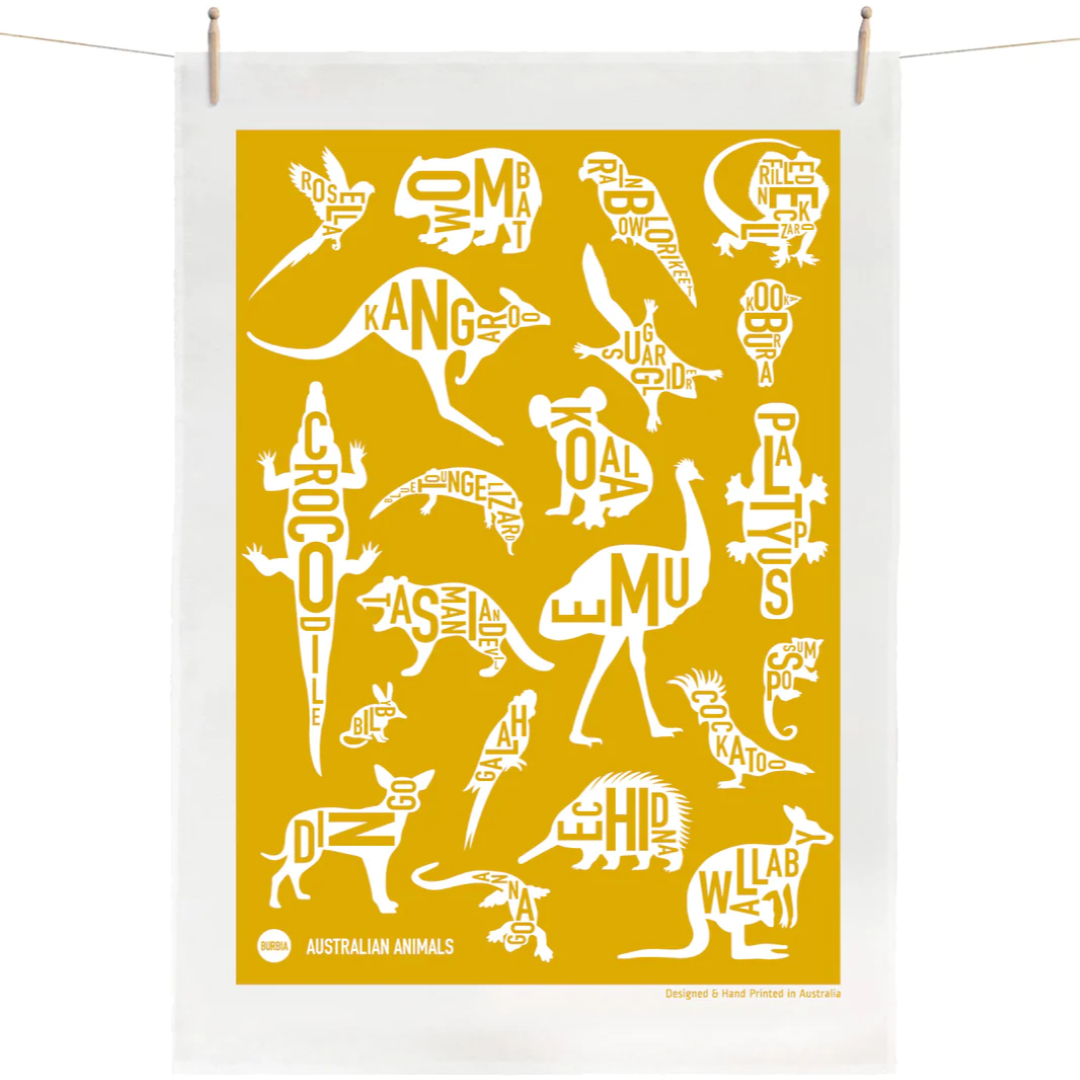 Australian Animals Tea Towel - Honey