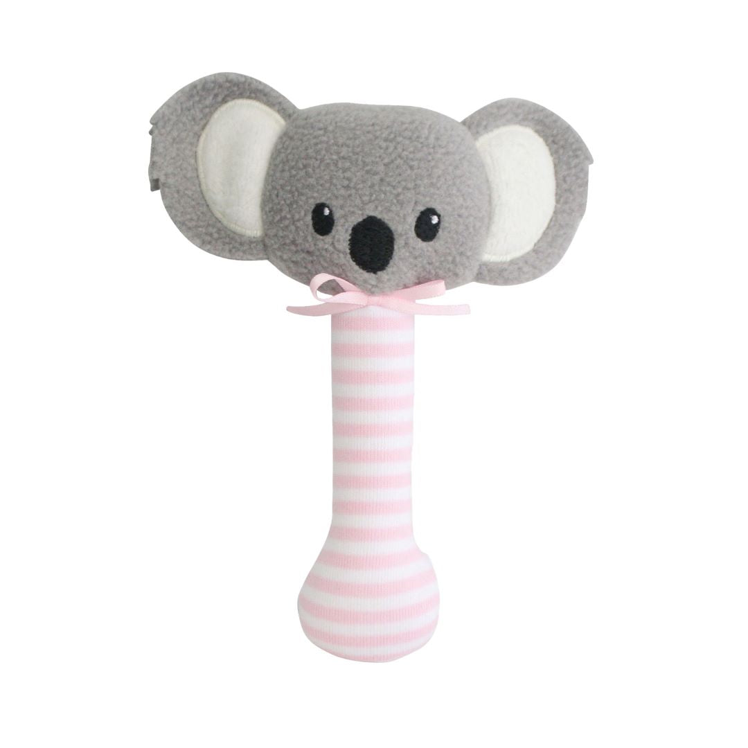 Baby Koala Stick Rattle - Pink Stripe