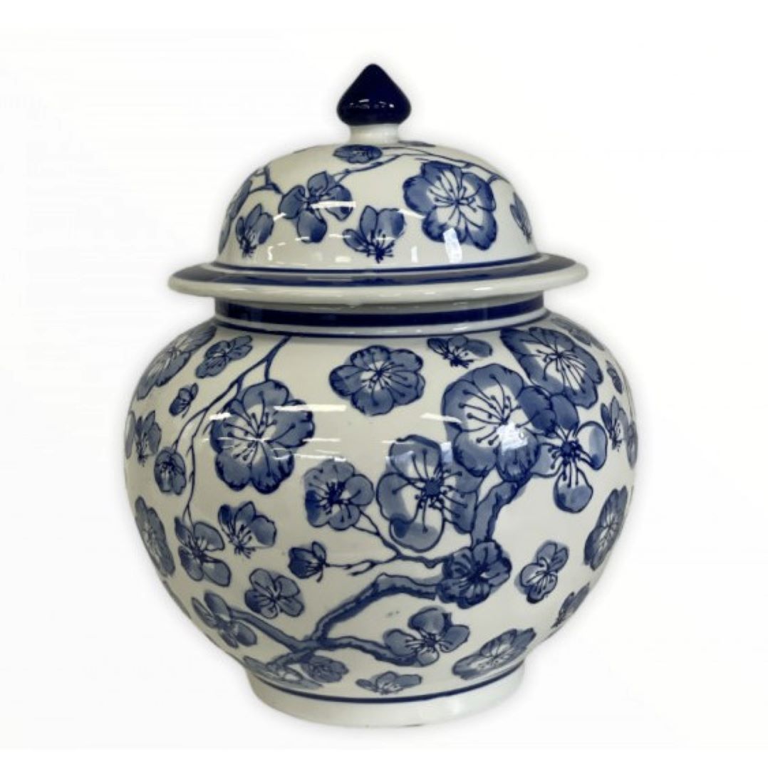 Blue & White Floral Jar 28 cm