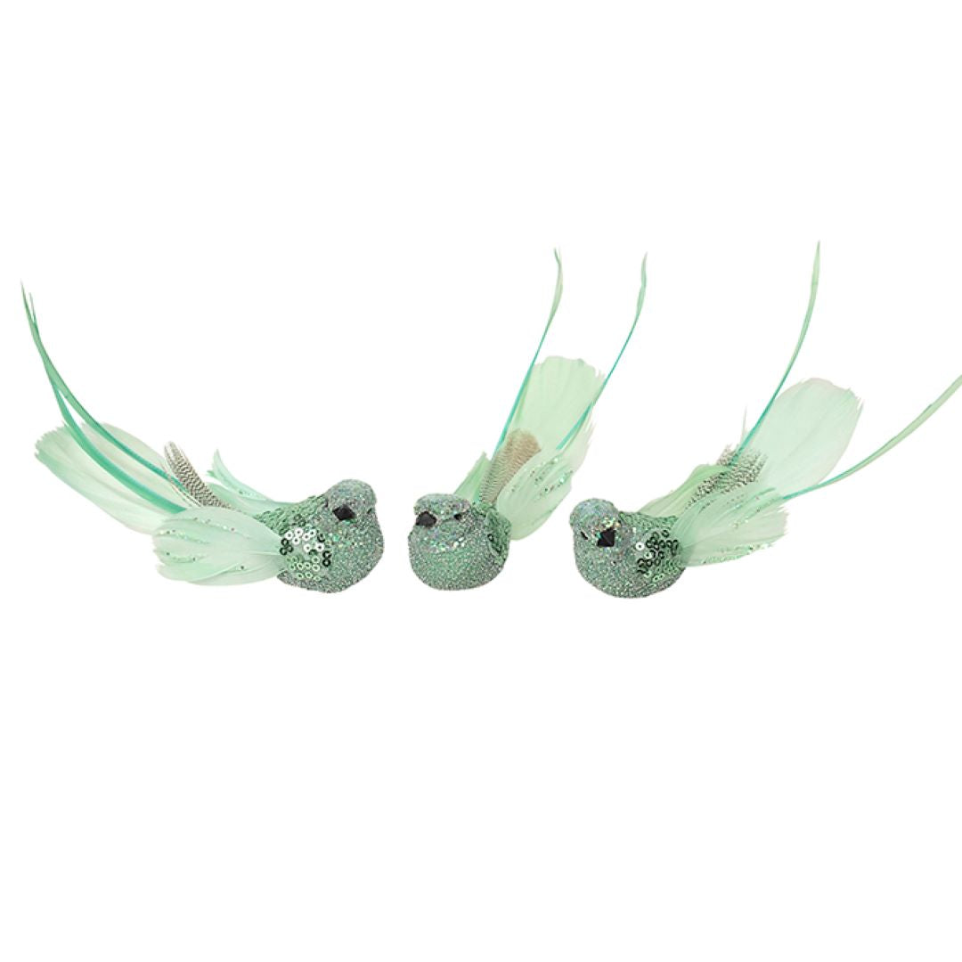 Light Green Long Tail Clip-on Bird