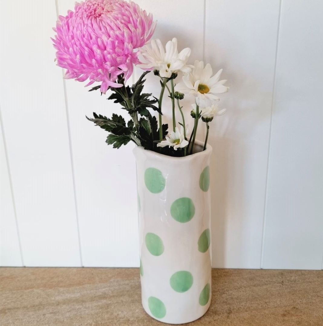 Medium Mint Green Spot Vase