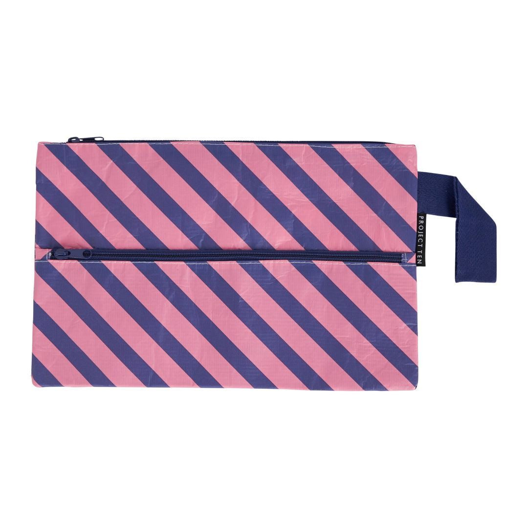 Pink Navy Stripe Pencil Case