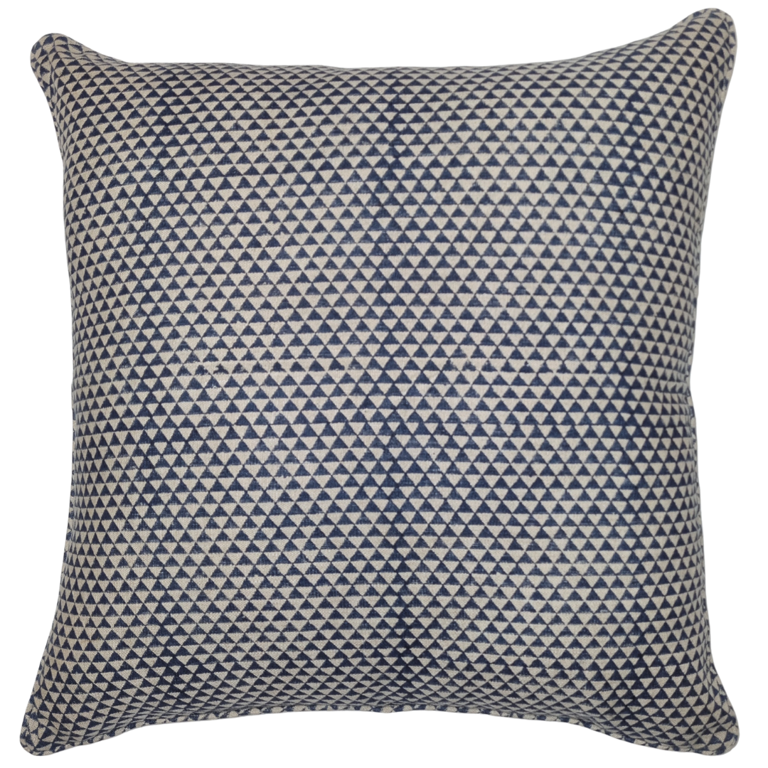 Blue Triangle Organic Linen Cushion Cover