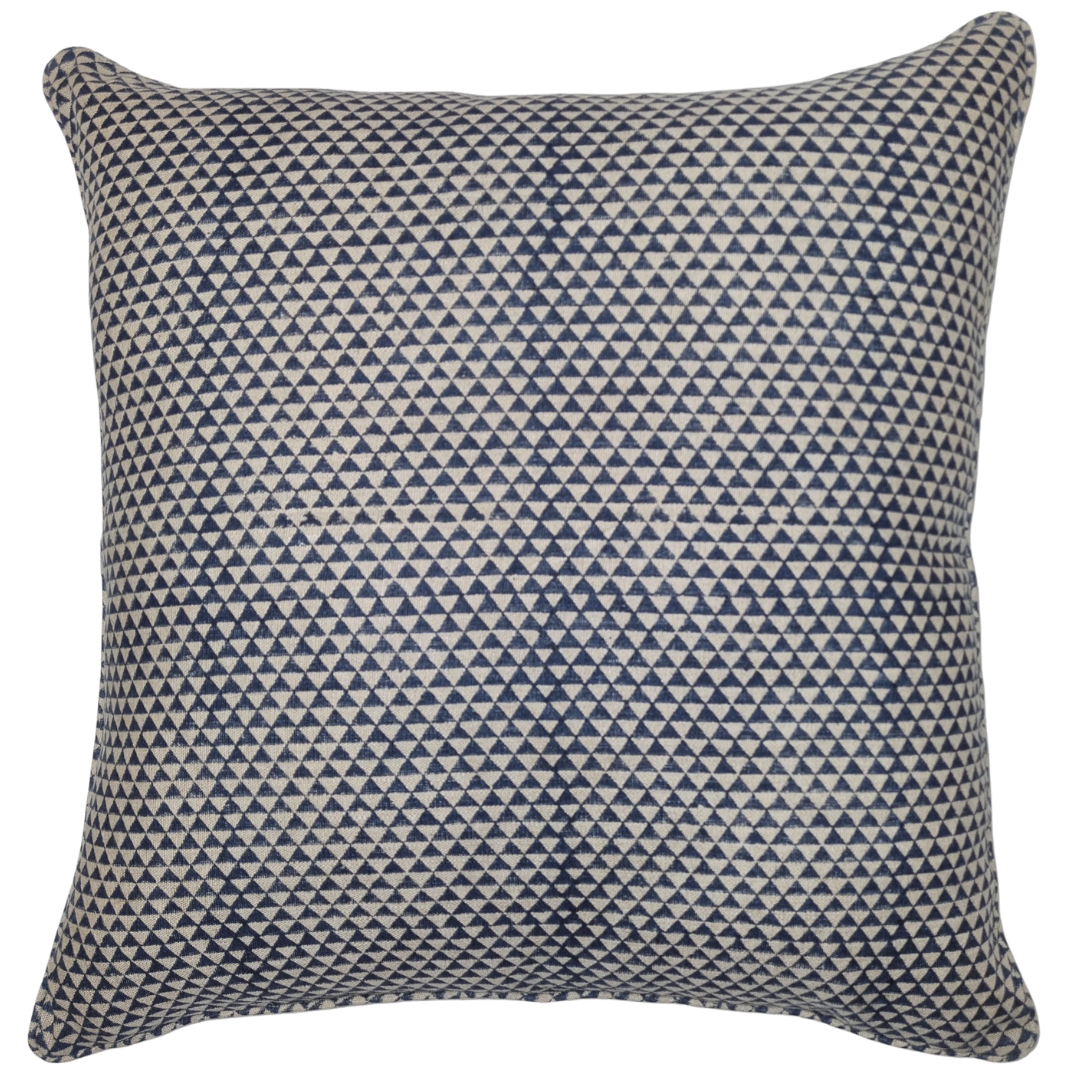 Blue Triangle Organic Linen Cushion 55 x 55