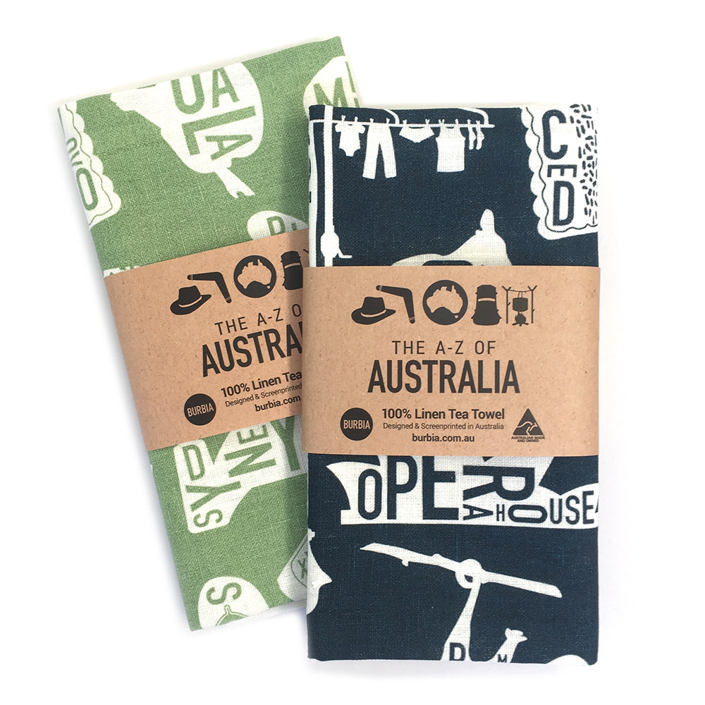 A-Z of Australia Tea Towel - Navy
