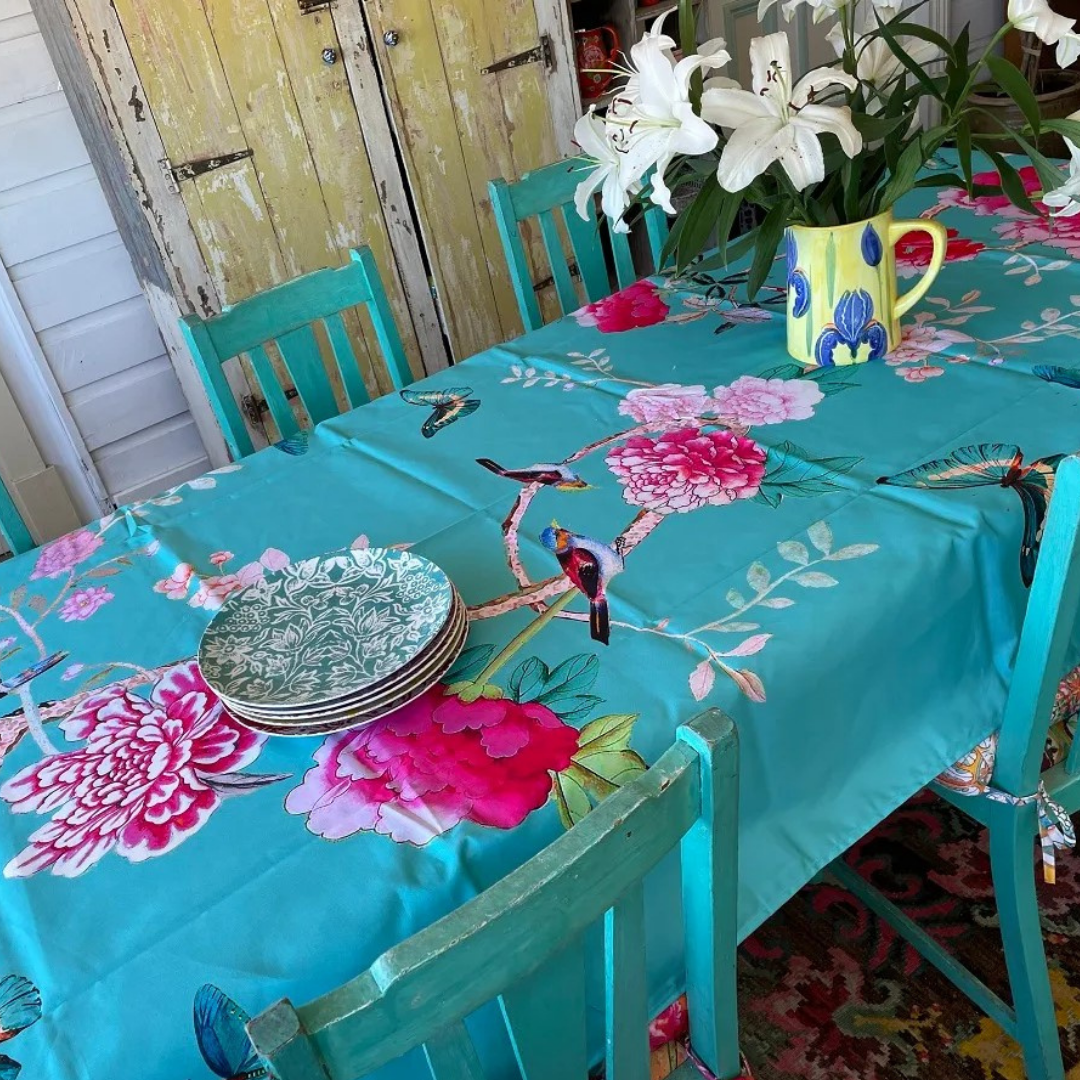 Turquoise Birds Tablecloth