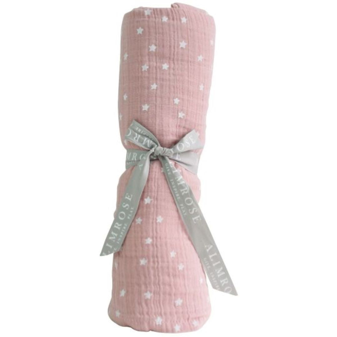 Starry Night Pink Muslin Swaddle